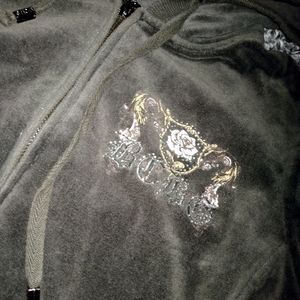 Y2K Velvet Rhinestone Zip Up Hoodie
